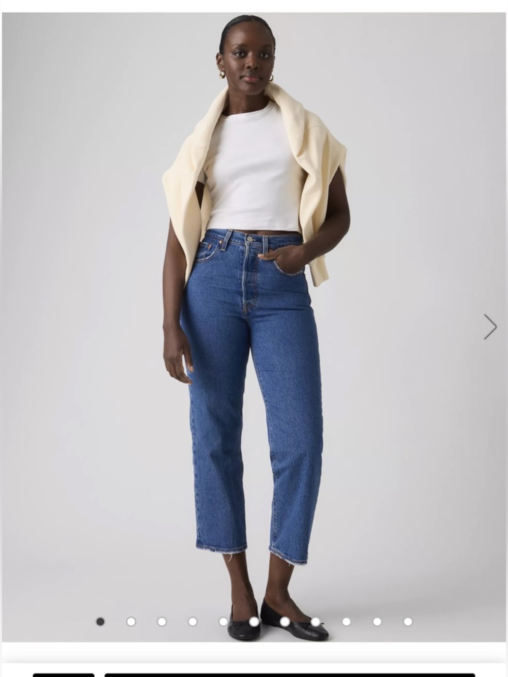 Levi's High-Rise Ribcage Straight Leg Ankle Jeans in Indigo Blue